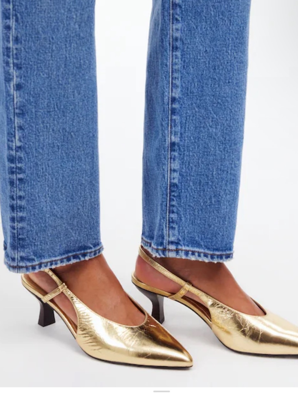 Madewell The Debbie Metallic Gold Slingback Pointed-Toe Heels